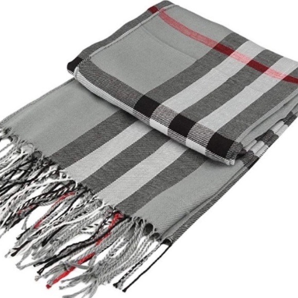 Gray Classic Plaid Giant Check Scarf - Picture 4 of 8